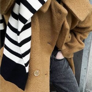 NA-KD Fuzzy Wool Blend Coat in Brown